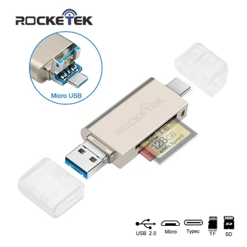 Rocketek usb 2.0 atminties kortelių skaitytuvas OTG android adapteris, cardreader mikro SD/TF microsd skaitytojai nešiojamas kompiuteris