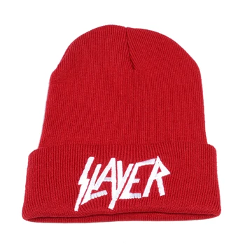 Roko Slayer juostos, Megzti skrybėlę Žiemą šilta Moteris laišką embroideryt Beanie kepurė Unisex rock, Hip-hop Beanies lauko Slidinėjimo variklio Dangčio Kepurės