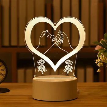 Romantiškos Meilės 3D Lempos širdelės formos Balionas Akrilo LED Nakties Šviesos Dekoratyvinis Stalo Lempa Valentino Diena Brangioji Žmonos Dovana