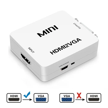 Roreta HD 1080P HDMI į VGA Konverteris Su Garso HDMI2VGA Adapteris Jungtis KOMPIUTERIO, Nešiojamojo kompiuterio į HDTV Projektorius HDMI Konverteris 2 VGA