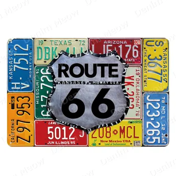 Route 66 Apnašas Amerikoje Motinos Kelių Senovinių Metalo Alavo Ženklai Baras, Kavinė Namo Lauko Dekoro Istorinis Route Sienos Meno Plakatas N361