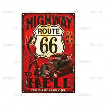 Route 66 Metalo Retro Pasirašyti Derliaus Apnašas Motociklo Alavo Pasirašyti Sienos Plakatas Namų Dekoro Garažas Baras Metalo Plokštė Amatų Geležies Tapyba