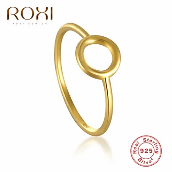 ROXI 925 Sterlingas Sidabro Turas Ratas Atidaryti Žiedai Moterų Asmenybės Geometrinis Tuščiaviduriai Turas Reguliuojamas Žiedo, Minimalistinis Juvelyrikos