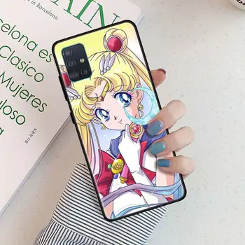 Sailor Moon Atveju, Samsung Galaxy A51 5G A71 A21 A31 A11 A20 A20e A21s M51 A40 A50 M31 M21 Juoda TPU Dangtis
