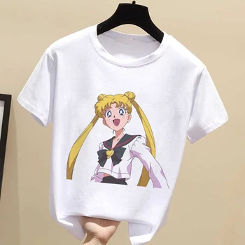 Sailor Moon Luna Grafinis Spausdinti marškinėliai Moterims 2020 Naujas Vasaros Pink Cartoon Viršūnes Marškinėlius Harajuku Estetinės Kawaii Moterų Marškinėliai