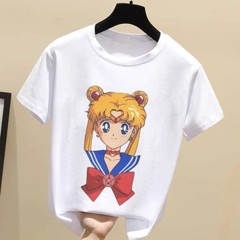 Sailor Moon Luna Grafinis Spausdinti marškinėliai Moterims 2020 Naujas Vasaros Pink Cartoon Viršūnes Marškinėlius Harajuku Estetinės Kawaii Moterų Marškinėliai