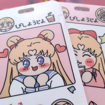 Sailor Moon Merginos ID Kredito, Banko Kortelės Turėtojas Studentų Autobusų Išvalyti Kortelę Atveju Virvelę Vyrų Aplankyti Durų Tapatybės Ženklelis Korteles Dangtelis