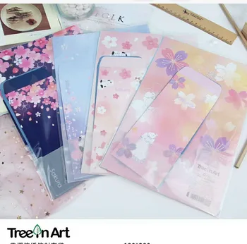 Sakura Paketas Rašyti Laiško Popieriaus MUMS Vyšnių Office Mokyklos Raštinės reikmenys Gražių Gėlių Cute Kačių Mylėtojas Messege Pašto Turėtojas