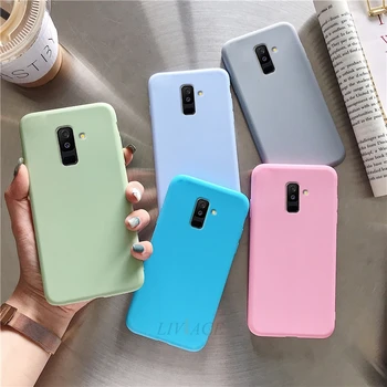 Saldainiai spalvos silikono mobiliojo telefono dėklas ant samsung galaxy a8 a6 plius j8 j6 j4 plius j2 core 2018 minkštos tpu galinį dangtelį coque