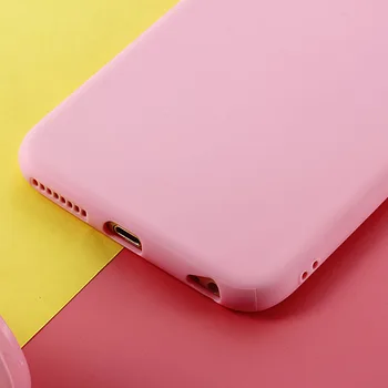 Saldainiai Spalvos, TPU Case for iPhone 7 8 Plius Minkštas Galinį Dangtelį 5 5s SE 6 6s X 11 Pro XS Max XR Telefono Atvejais Rožinė Raudona Juoda Mėlyna Balta