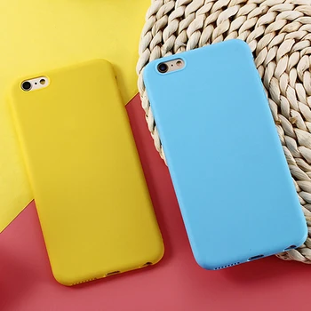 Saldainiai Spalvos, TPU Case for iPhone 7 8 Plius Minkštas Galinį Dangtelį 5 5s SE 6 6s X 11 Pro XS Max XR Telefono Atvejais Rožinė Raudona Juoda Mėlyna Balta