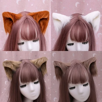 Saldus Gražus Furry Gyvūnų Žvėris Ausų Plaukų Clips Anime Lolita Vilkas Katė Cosplay Pliušinis Plaukų Segtukai Helovinas Kostiumas Šalis