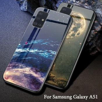 Samsung Galaxy A50 A51 A71 A70 A30 A20 A10 Atveju Žvaigždėtas Dangus Modelis Atsparus Smūgiams Grūdintas Stiklas Telefono Dėklai Samsung 51 71