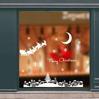 Santa Claus Mėnesiena Miesto Kalėdų Siena Lipdukas už Stiklo Vitrina festivalis namo apdaila, tapetai, naujieji Metai lipdukai