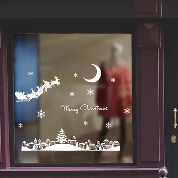 Santa Claus Mėnesiena Miesto Kalėdų Siena Lipdukas už Stiklo Vitrina festivalis namo apdaila, tapetai, naujieji Metai lipdukai