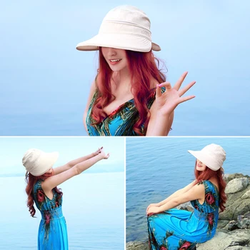 Saulės Skrybėlę Ponios Kelionės Skydeliai Kietas Paplūdimio Mados Korėjos Stiliaus Praktinių Bowknot Sulankstomas Bžūp Pėsčiųjų Vasaros Lauko