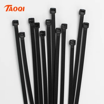 Savaiminio fiksavimo plastiko nailono kaklaraištis 100 VNT juodas zip apsiaustas dirželis nailono kabeliui nustatyti 3*100 tvirtinimo žiedas 3X200 Linijos Wire Wrap Zip