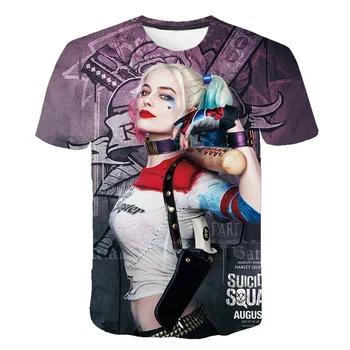 Savižudžių Būrys Marškinėliai Vyrams, Moterims, Vaikams, Harley Quinn Joker T-shirt 3D Atspausdintas trumpomis Rankovėmis Viršūnes Berniukas Mergaitė Vasarą Streetwear
