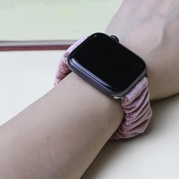 Scrunchie Elastinga Aksomo WatchBand Apple Watch Band Serijos 5 4 3 2 Dirželis 38mm 40mm 42mm 44mm Moterų, Mergaičių iwatch