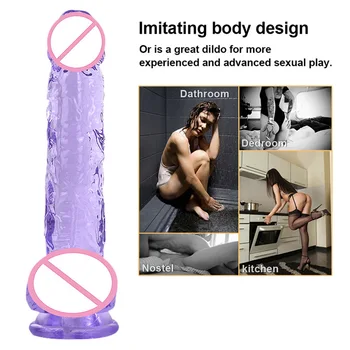 Sekso Žaislai Moteris Želė Analinis Dildo Butt Plug Realistiškas Penis Tvirtas siurbtukas Dick Žaislas Suaugusiam G-taško Orgazmas