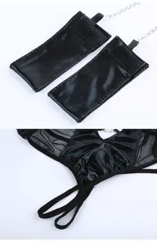 Seksualus apatinis Trikotažas Moterims Nėrinių Suknelė Apatiniai Juodos spalvos Babydoll Sleepwear G-string ES