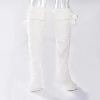 Seksualus, moterų Megzti kojinės Raudonos Baltas ilgas kojines aukštakulniais kojinės 2020 Naujus moteriškus šiltas kelio Triko moterų Žiemos broilerių