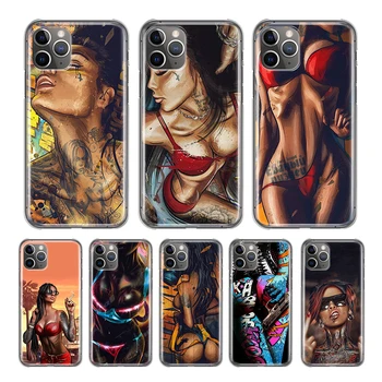Seksualus Rankovių Tatuiruotės Mergina Kietajame KOMPIUTERIO, Telefono dėklas Skirtas Apple iPhone 11 11 Pro X XS Max XR 7 8 6 6S Plius 5 5S SE 2020 7+ 8+ 6+ 6S+ Dangtis