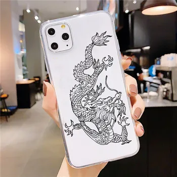 Senovinių Kinų Drakonas Spausdinti Telefono dėklas skirtas IPhone 12 11 Pro MAX 6 7 8 Plus X XR XS SE2020 Dragon Padengti Fundas Minkštas Aišku, Shell