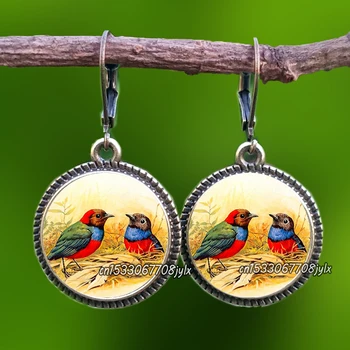 Senovinių Moterų Žavesio Senovinių Paukščių Meninio Stiklo Stud Auskarai Vestuves Papuošalų Mados Povas Hummingbird Auskarai