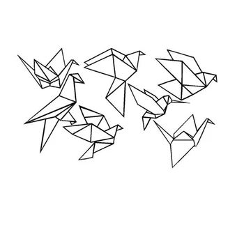 Septynių Nustatyti Geometrinis Origami Paukščiai Sienų Lipdukai Vaikų Darželio Meno Dekoro Skrendančių Paukščių Vinilo Įklijos