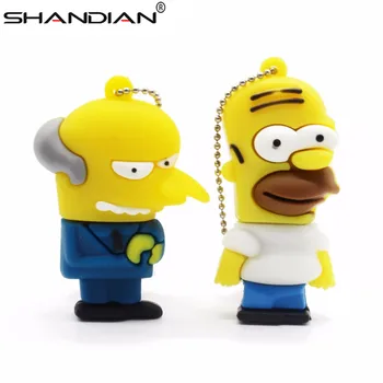 SHANDIAN Bart Simpson Pelės Vilkas 4GB 8GB 32GB 64GB Memory Stick U Disko PenDrive Homeras Pen Drive USB Flash Drive