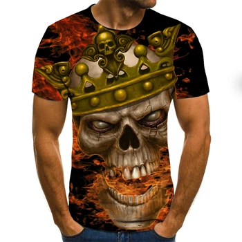 Siaubo kaukolę, vyriški T-shirt vasaros atsitiktinis viršūnes 3D atspausdintas mados trumparankoviai naujas apvalios kaklo marškinėliai madinga streetwear