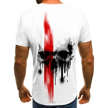 Siaubo kaukolę, vyriški T-shirt vasaros atsitiktinis viršūnes 3D atspausdintas mados trumparankoviai naujas apvalios kaklo marškinėliai madinga streetwear