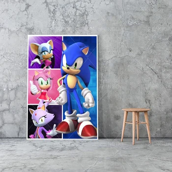 Sienos Menas HD Spausdinti Sonic The Hedgehog Nuotraukas Drobė Namų Dekoro Modulinės Anime Žaidimo Veikėjas Tapybos Cuadros Už Kambarį