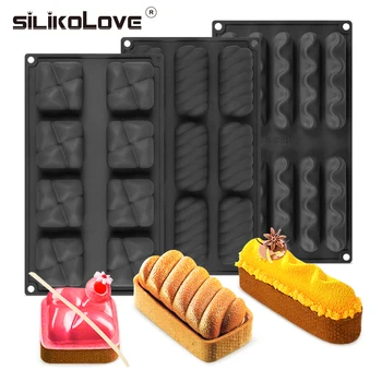 SILIKOLOVE Širdies Kubo Mousse Cake Pelėsių Silikono Formų Tortas Dekoravimo Desertas Alaus Black 3D Bakeware Silikone