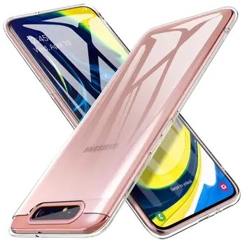 Skaidraus Silikono TPU Case for Samsung Galaxy A80 A90 5G Mobiliojo Telefono Galinį Dangtelį 360 Apsaugos SamsungA80 2019 Aišku, Fundas