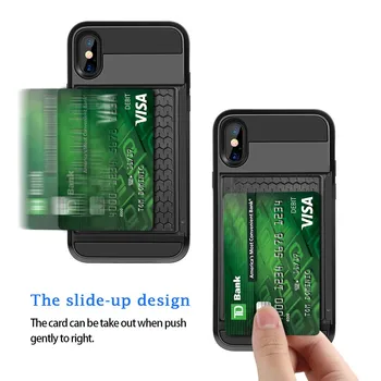 Skaidrių Kredito Kortelės Lizdas Piniginės Telefono dėklas Skirtas iPhone XR X XS Max 8 7 6 6S Plus Atveju iPhone, 11 Pro Max 6.5 6.1 5.8 8+ 7+ Rubisafe