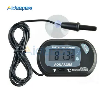 Skaitmeninis LCD Ekranas Jutiklis Akvariumo Termometras Laidinio Akvariumo Žuvų Bako Temp Matuoklis Elektroninis Temperatūros Matavimo Juoda