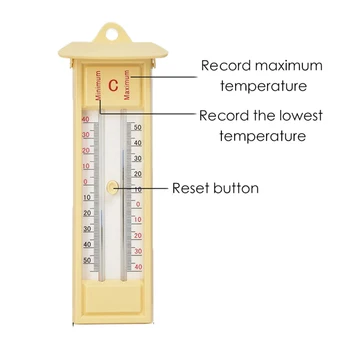 Skaitmeninis Max Min Termometras Matuoti Maksimali ir Minimali Temperatūra dėl Šiltnamio efektą sukeliančių U-formos temperatūros ir drėgmės matuoklis