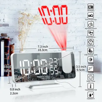 Skaitmeninį Signalą, LED Laikrodžių, Elektroninių Stalo Laikrodis USB Pabusti FM Radijas Laiko Projektorius Atidėjimo Funkcija, Ekranas Temperatūra Drėgnumas