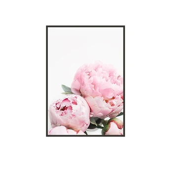 Skandinavijos Meno Gėlių Drobės Plakatas Pink Peony Gėlių Šiuolaikinės Bijūnas Tapyba, Plakatas Sienos Nuotrauka Namų Miegamąjį Kambarį Dekoro