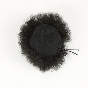 Sluoksniuotos Afro Garbanotas Chignon Perukas Raišteliu plaukai surišti į uodegą Trumpas Afro Keistą Pony Tail Įrašą apie Afrikos Sintetinių Plaukų Bun Plaukų Gabalai