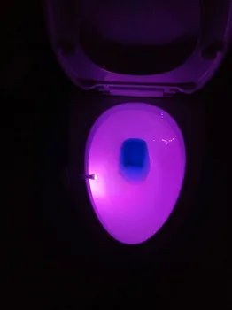 Smart Tualeto Sėdynė Naktį Šviesos PIR Judesio Jutiklis WC Šviesos 8 Spalvų Apšvietimas unitazo LED Lempos, WC Tualeto Naktį Šviesos