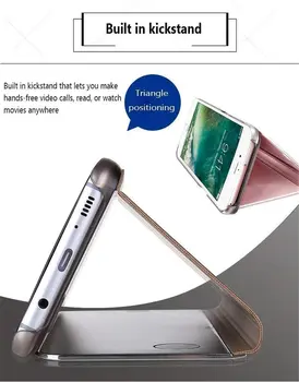 Smart Veidrodis, Flip Case for iPhone 11 12 Mini Pro XR XS Max Permatomas Aiškiai Matyti Electroplate viso Kūno atsparus smūgiams Dangtis