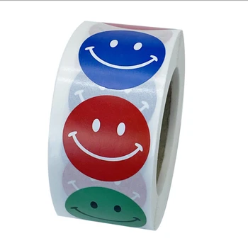 Smiley Veido, Lipdukai 500Pcs/roll Vaikams Atlygį Lipdukas spalvinga Taškų Etiketės Laiminga Šypsena Veide, Žaislų, Dovanų Sandarinimo Lipdukai mokykla