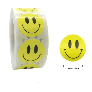 Smiley Veido, Lipdukai 500Pcs/roll Vaikams Atlygį Lipdukas spalvinga Taškų Etiketės Laiminga Šypsena Veide, Žaislų, Dovanų Sandarinimo Lipdukai mokykla