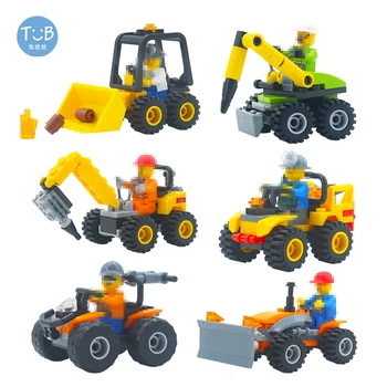 Smulkūs Statybiniai Blokai Inžinerijos Modelis Suderinamas Ekskavatorių Gręžimo Sunkvežimių Asamblėjos Švietimo Žaislai Vaikams Baby