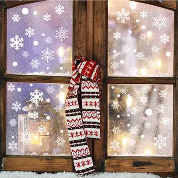 Snaigės Linksmų Kalėdų elektrostatinės Lipdukas Stiklo langą, vaikų kambarys namų puošybai Naujųjų Metų Sienų Lipdukai Lipdukas tapetai