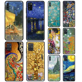 Soft Case for Samsung Galaxy A50 A51 A70 A71 A10 A20 A30 A40 A11 A21s A31 A41 Telefono Atvejais Van Gogh Žvaigždėtą Naktį Klimto Bučinys Dangtis