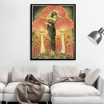 Soma Deivė Plakato Spauda Pagonių Mitologijos Wall, Art Nouveau Psichodelinio Grybų Bohemijos Drobė, Tapyba Nuotraukos